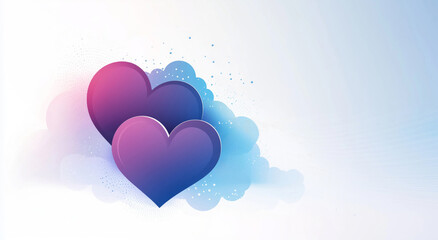 Colorful hearts on soft cloud background create whimsical and romantic atmosphere, perfect for expressing love and affection