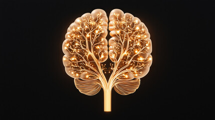 Glowing brain illustration with intricate neural connections, symbolizing intelligence and creativity