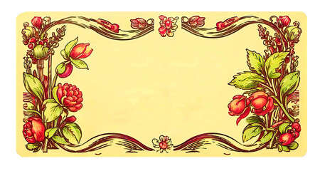 Template for a business card, banner, with vintage floral decor