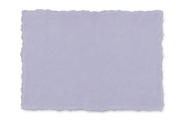 Obraz premium Light purple textured paper fragment with ragged edges, isolated against transparent background, offering clean graphic design element