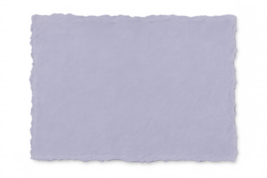 Light purple textured paper fragment with ragged edges, isolated against transparent background, offering clean graphic design element - Powered by Adobe