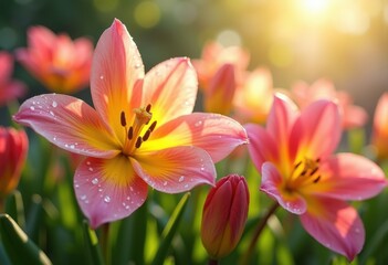 Fototapeta premium vibrant blooming flowers eco friendly packaging nature inspired colors spring freshness, floral, petal, greenery, design, arrangement, botanical