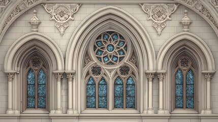 Obraz premium Intricate gothic architecture showcasing stained glass windows at a historic building during daylight