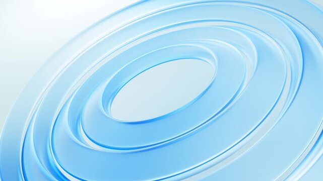 Bright 3d abstract background. White minimal and clean glass rings animation texture. Light creative template. Seamless loop.