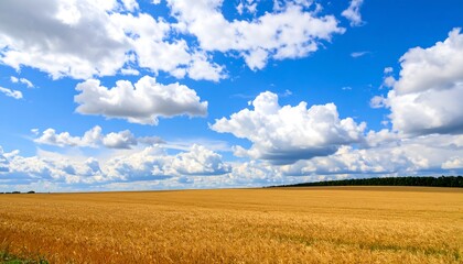 Obraz premium Golden wheat field under a vibrant sky