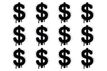Urban Grunge Dollar Sign Pattern with Paint Drip Effect