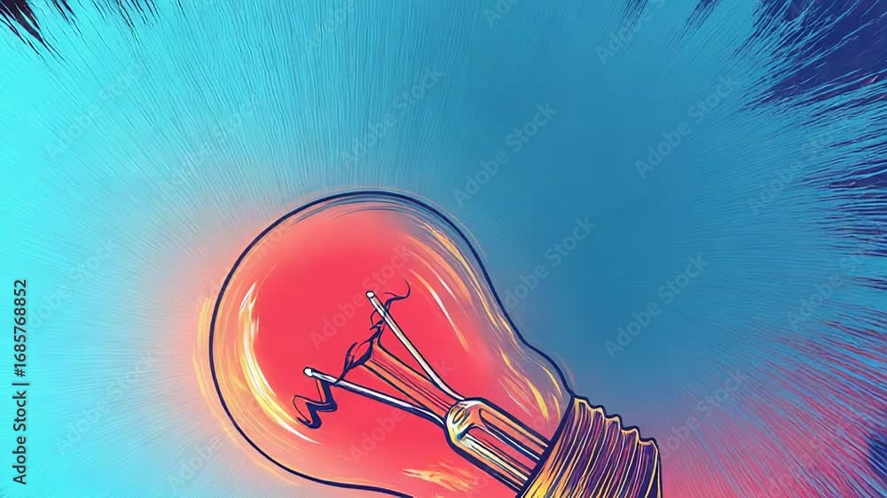 Poster bright idea exploding with colorful splashes in artistic illustration