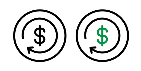 Repayment icon set. Repayment vector symbol in black filled and outlined style.