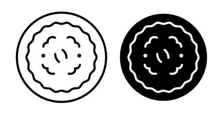 Rice in plate icon set. Rice in plate vector symbol in black filled and outlined style.