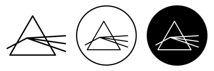 Prism dispersing light icon set. Prism dispersing light vector symbol in black filled and outlined style.