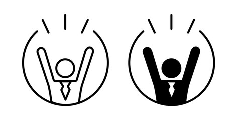 Confidence icon set in black filled and outlined style. suitable for UI designs