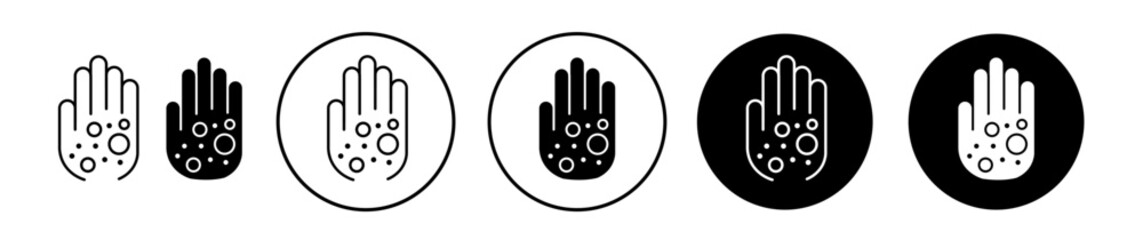 Rash hand icon set in black filled and outlined style. suitable for UI designs