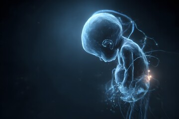 Naklejka premium Human fetus development illustration baby in womb pregnancy science and health