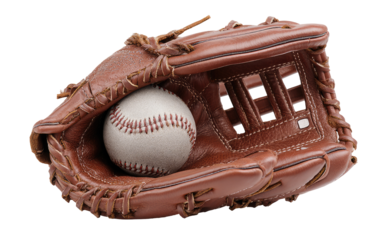 Baseball glove with ball