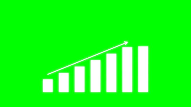 Animated business bar graph growing chart element on green screen representing data  analytics  and financial statistics.