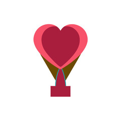 Heart Shaped Hot Air Balloon Icon for Valentine&rsquo;s Day, Love, and Romantic Travel Design