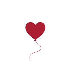 Red Heart Balloon Icon for Valentine&rsquo;s Day, Romance, and Love Celebration Design