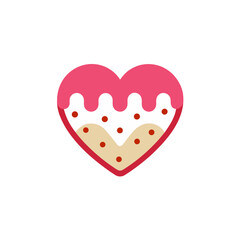 Pink Heart Cookie Icon for Valentine&rsquo;s Day, Romance, and Sweet Dessert Design