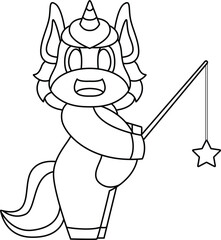 Unicorn Angler Fishing rod Fishing Animal Vector Grahic Art Illustration