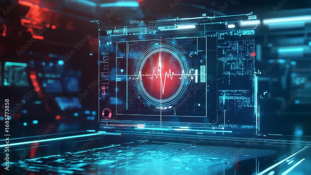 Poster futuristic hud displaying vital signs in a high tech environment