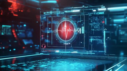 Futuristic hud displaying vital signs in a high tech environment - Powered by Adobe
