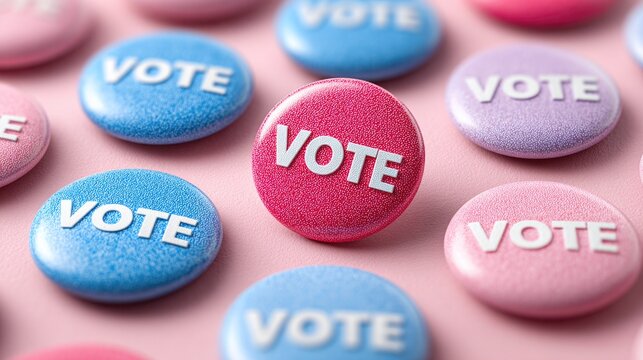 Colorful vote buttons for election