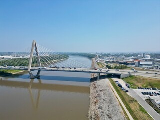 Aerial view of bridge over river
