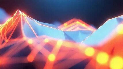 Glowing polygonal network forming a futuristic digital landscape - Powered by Adobe