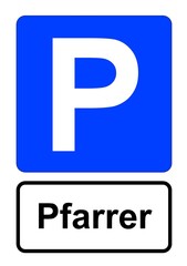 llustration eines blauen Parkplatzschildes mit der Aufschrift 