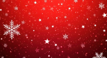 Festive Red Snowflake And Star Background For Winter Holidays