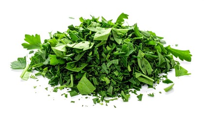 Obraz premium Vibrant Green Chopped Parsley Leaves, Aromatic Fresh Herb Ingredient