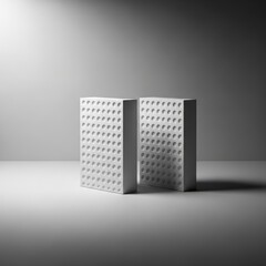 Modern geometric white object with textured surface showcasing minimalist design isolated on white background