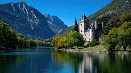 Medieval Castle with Mountain View