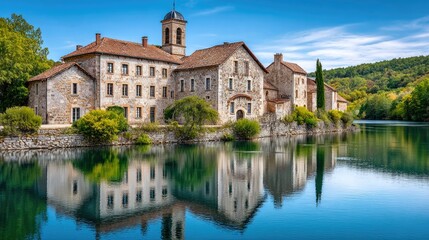 Obraz premium Historic Monastery on Riverside
