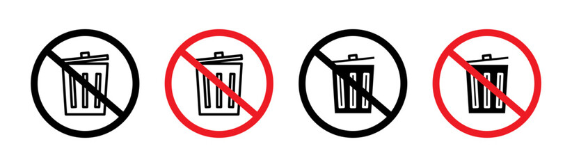 No trash sign set. vector illustration