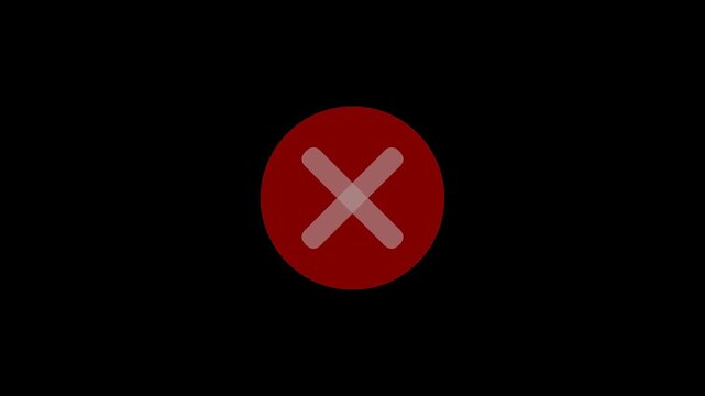 Cross symbol animation on screen representing error  wrong sign  rejection  or failed operation in digital design style.