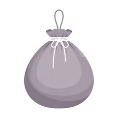 A simple purple fabric drawstring pouch with a cord tie presented isolated on white background