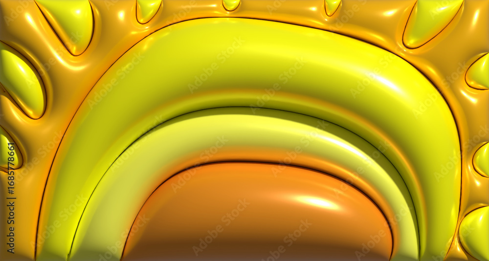 Aufkleber abstract 3d texture in the shape of an arch with a glossy surface and a gradient from orange to brig