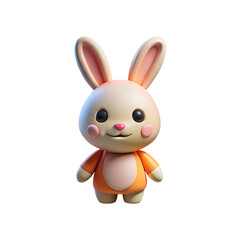 Obraz premium 3D Easter Bunny Character Minimal Cute Glossy Transparent Background