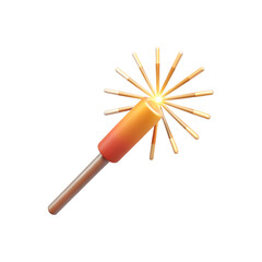 3D Fireworks Sparkler Stick Glowing Minimal Clean Transparent PNG