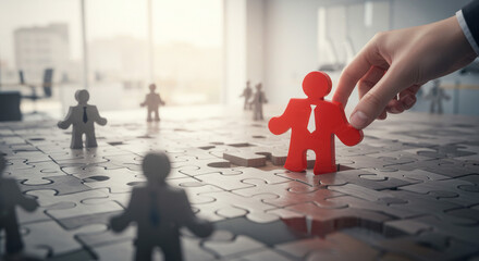 Strategic leader places key player into puzzle, building a strong team for business success