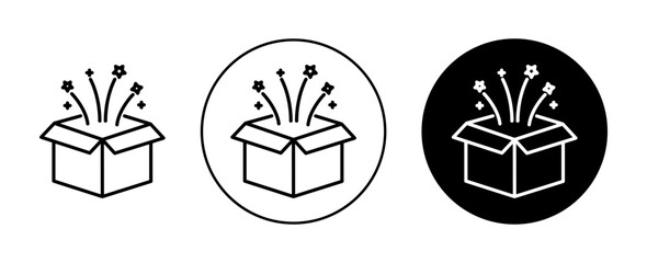 Magic box icons set in black and blue colors on white background