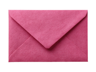 A closed, vibrant pink envelope, featuring a folded flap