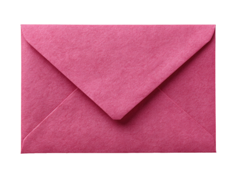 A closed, vibrant pink envelope, featuring a folded flap