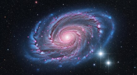 Obraz premium Beautiful Spiral Galaxy Swirls with Cosmic Dust Clouds Against Starry Night Sky