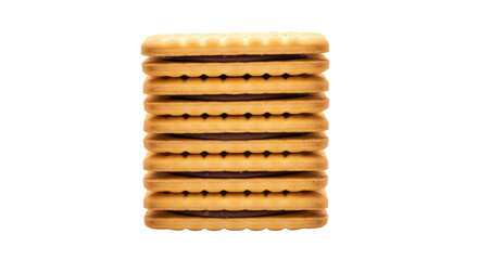 Isolated Stack of Chocolate Cream Filled Cookies, Dessert Treat, Rectangular biscuits