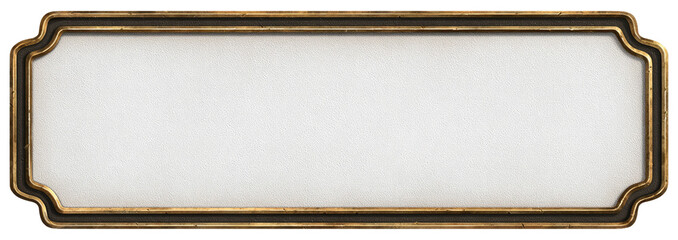 Empty rectangular plaque with ornate gold-toned frame