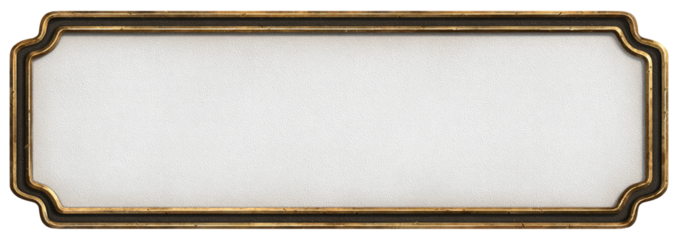 Empty rectangular plaque with ornate gold-toned frame