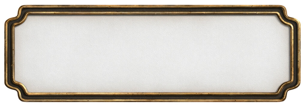 Empty rectangular plaque with ornate gold-toned frame