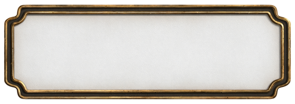 Empty rectangular plaque with ornate gold-toned frame